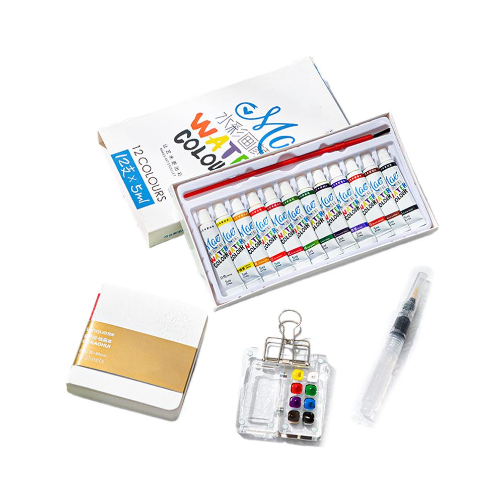 Reise Aquarellfarben Palette Set Mini Taschen Aquarellpalette Skizzenbuch mit Binderklemmen Für Maler Künstler Studenten