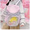 Schoolbag Japanese junior high school backpack for girls and students Large capacity two-dimensional double shoulder transparent pain bag backpack 