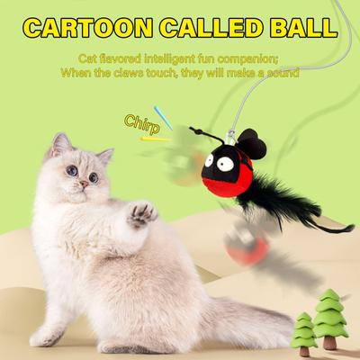 Interactive Cat Toy Insect with Plush Tail Elastic Door Frame Hanging Teaser Animal Toy for Cats Entertainment Playset