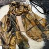 Bysifa|New  Coffee Gold Silk Scarf Shawl Fall Winter Accessories Women Long Scarves Hijabs Summer Beach Shawls Foulard