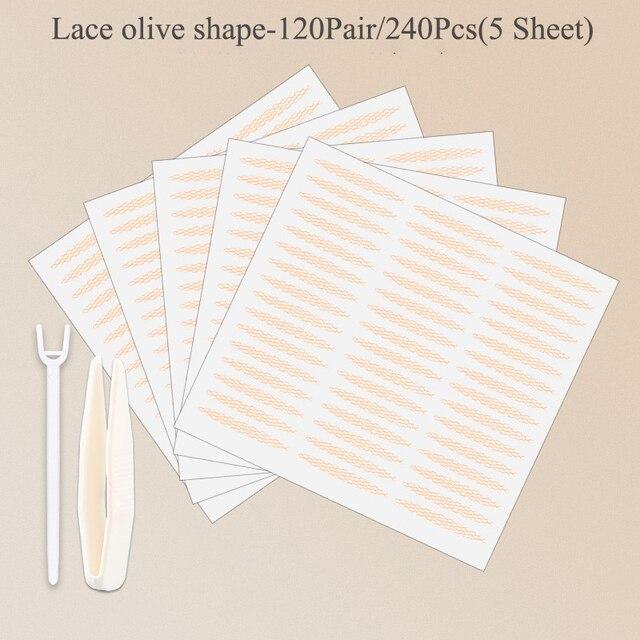 240Pcs Double Fold Eyelid Tape Sticker Lace Nature Clear Beige Stripe Self-adhesive Natural Eye Makeup Make Up With Tool New