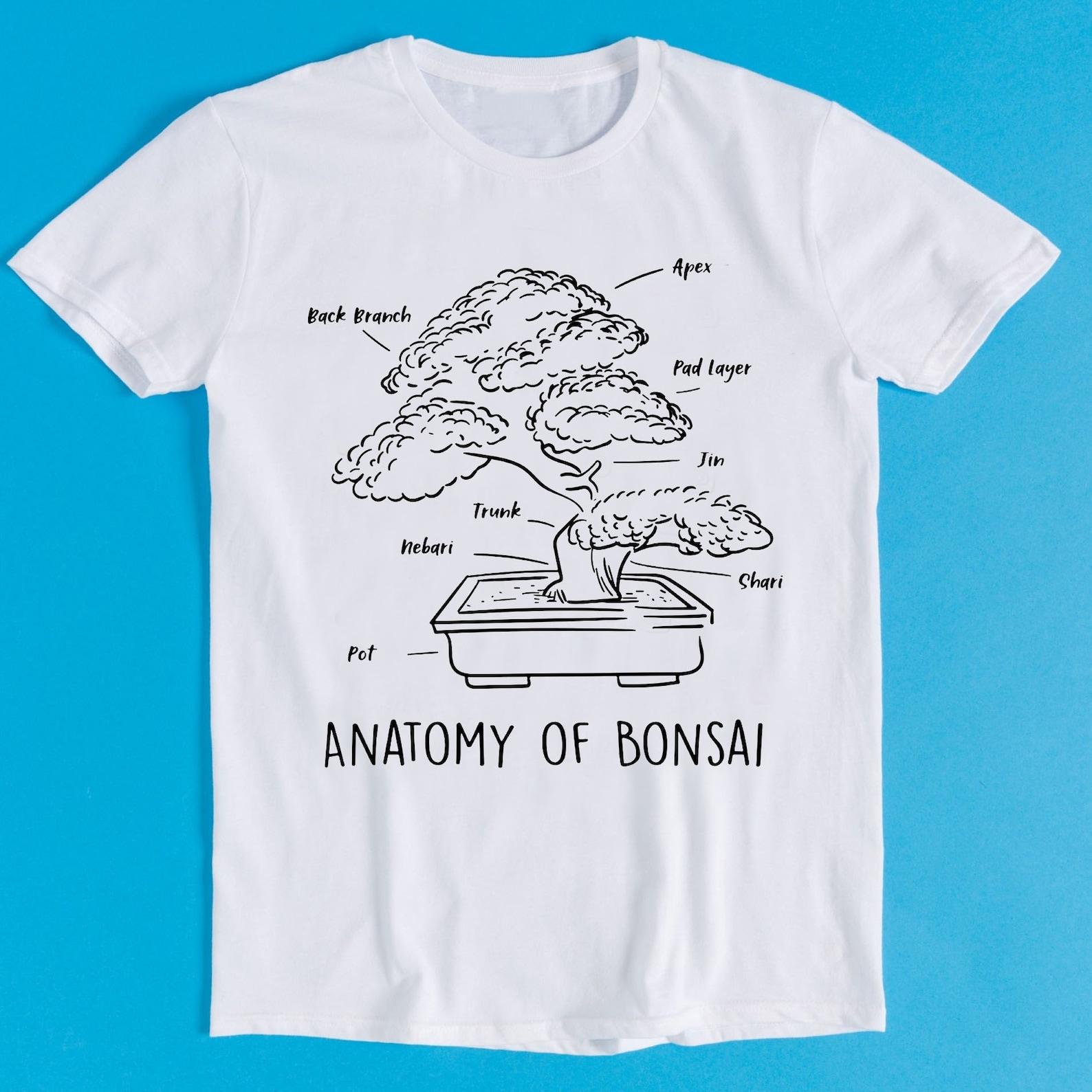 Anatomy of Bonsai Sakura Tree Japan Retro Funny Art Drawing Gamer Anime Cult Meme Movie Music Gift Tee T-Shirt K1126 M
