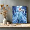 Castello di Ghiaccio Illuminato dalla Luna Elsa Nuova Arte Senza Cornice Intarsiata di Perle | Artigianato di Perle Fatto a Mano, Tema Castello di Ghiaccio Stellato, per Elegante Decorazione di Lusso Frozen