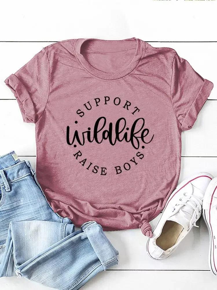 Support Wildife Raise Boys Print Women T Shirt Short Sleeve O Neck Loose Women Tshirt Ladies Tee Shirt Tops Camisetas Mujer