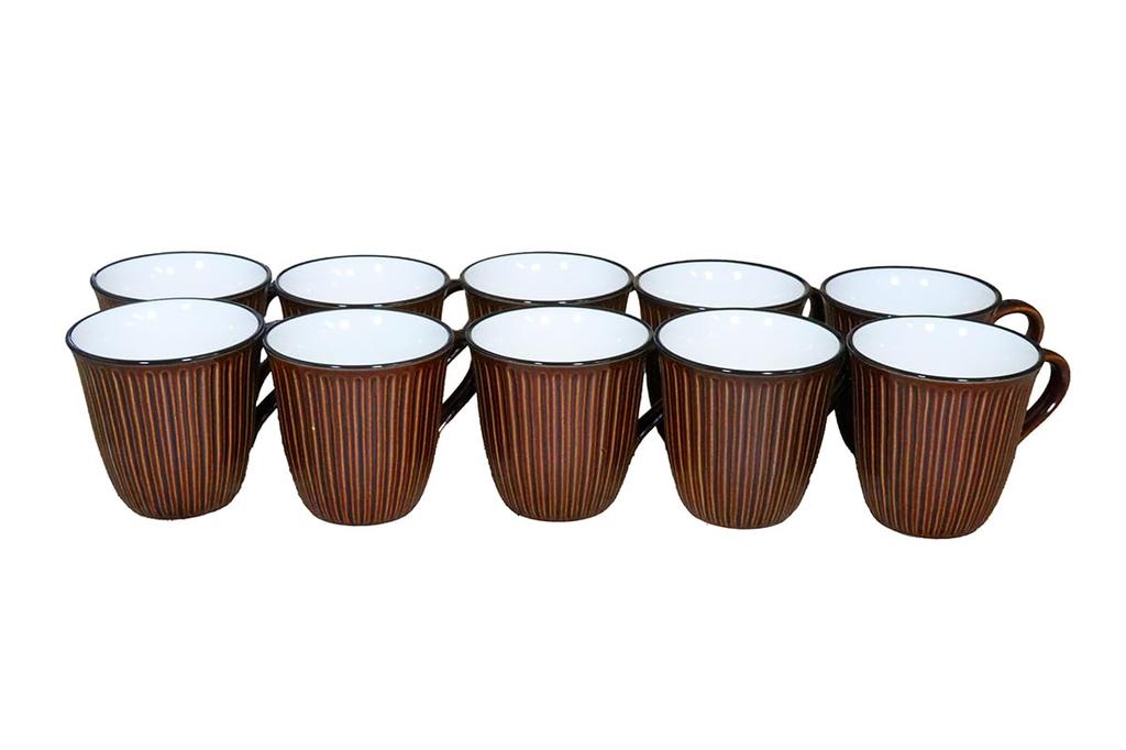 [Amazon.co.jp Exclusive] [Commercial Use Set] Brown Mugs, 10-Piece Set (Size: H8.8 X W12 X D9)