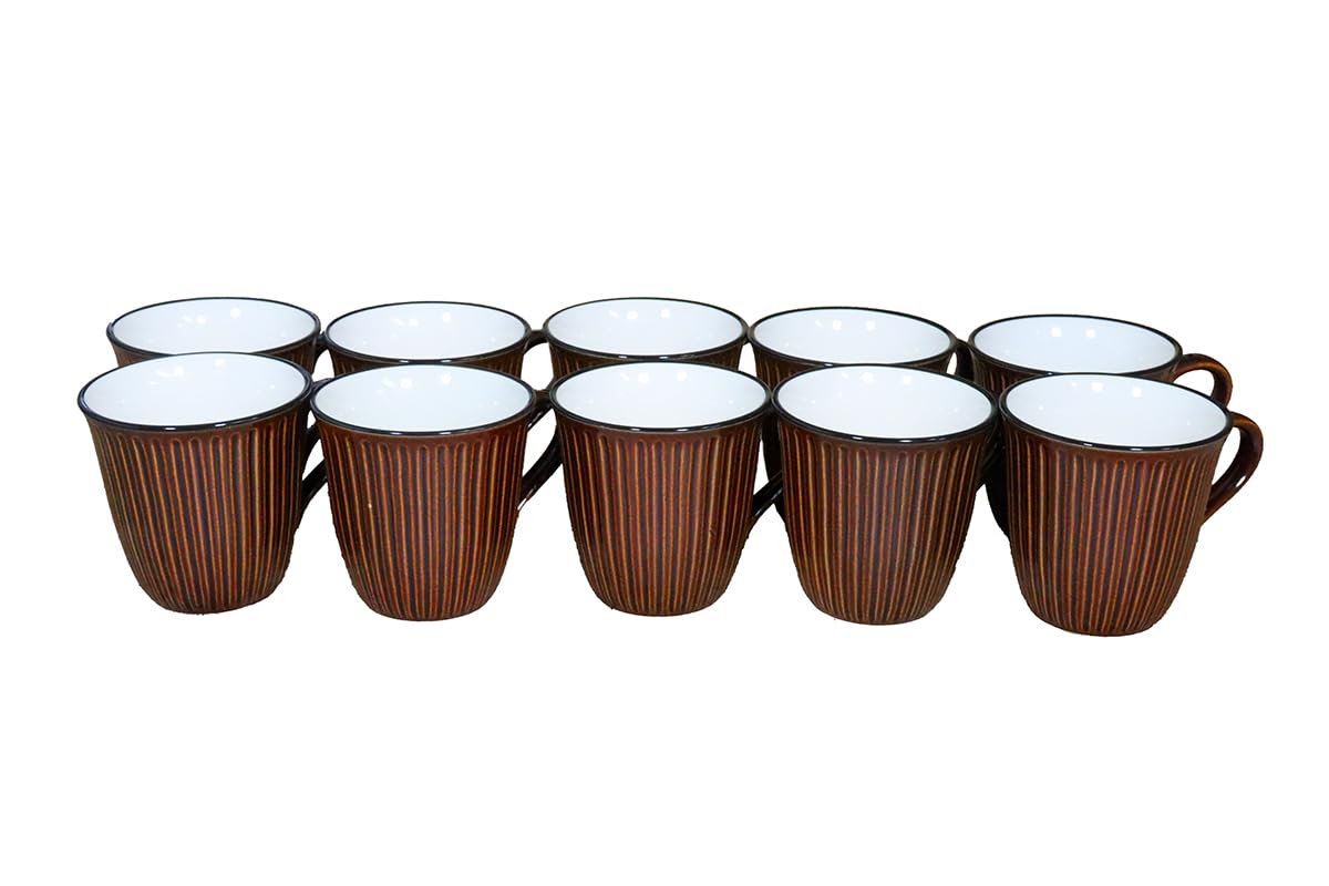 

[Amazon.co.jp Exclusive] [Commercial Use Set] Brown Mugs, 10-Piece Set (Size: H8.8 x W12 x D9)