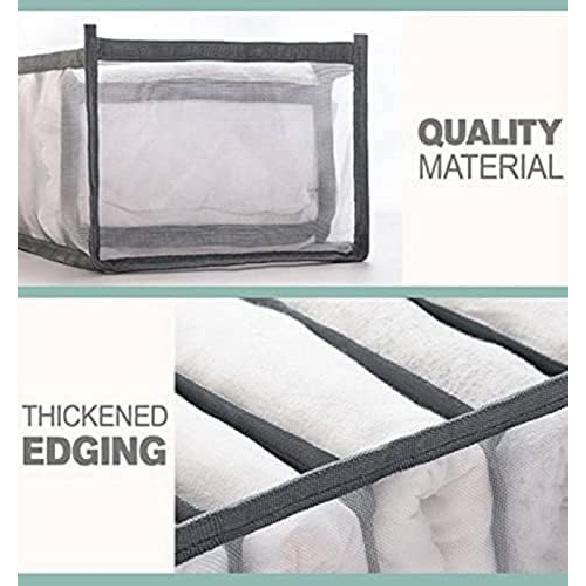 Wardrobe Organizer, 7 Grids Washable Clothes Organizer for Folded Clothes, 2 Pieces Foldable Wardrobe Clothes Organizer for Jeans, Dividers Nylon