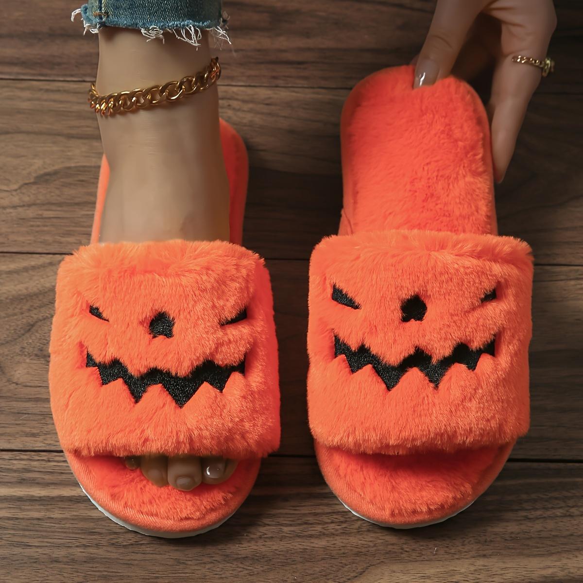 

Женские плюшевые тапочки-монстры на Хэллоуин в виде тыквы с мягким кроличьим мехом и нескользящей подошвой из ЭВА - Уютные тапочки-слипоны для дома на осень, для вечеринок 42 оранжевый