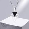 Vnox New Fashion Triangle Pendant Necklace for Men Boys, Minimalist Stainless Steel Hollow Geometric Collar Male Jewelry Gift