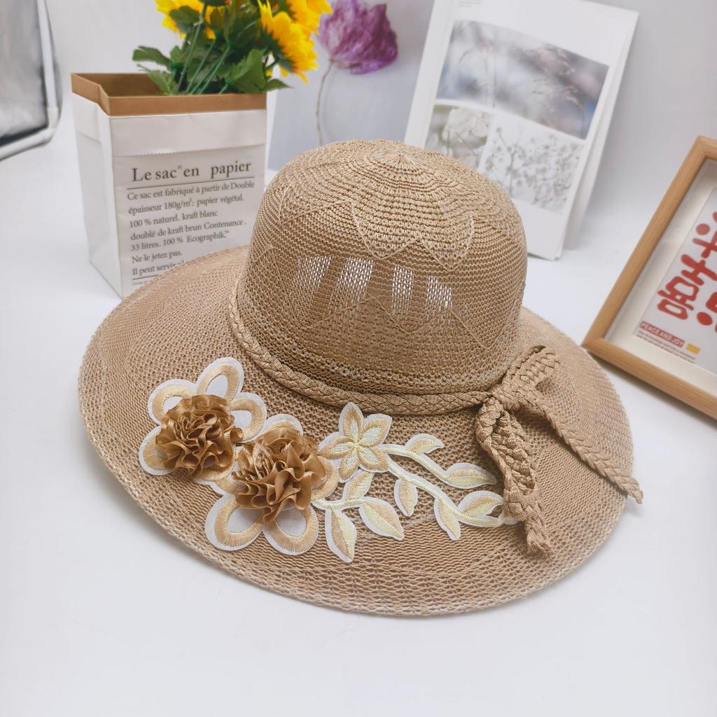 Summer New Women's Large Eaves Hat Flower Foldable Sunscreen Hat Versatile UV Resistant Sun Hat