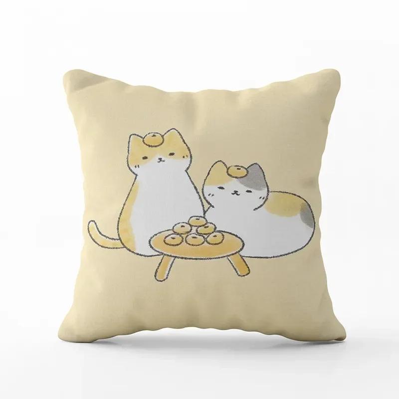 Cartoon Cute Cat Pillowcase Modern Simple Design Home Decorative Cushion Cover For Sofa Car Backrest Square Pillow Covers