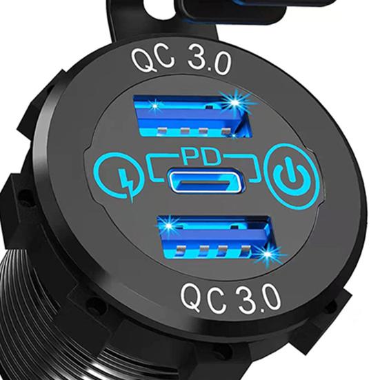 Car Charger Dual USB Outlets Fast Charging 45W PD QC3.0 Auto