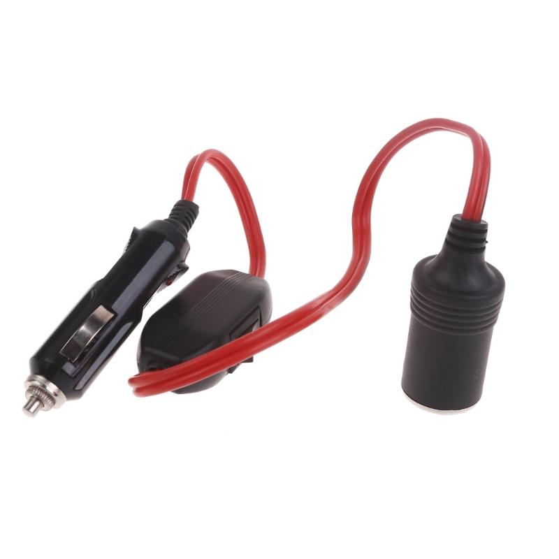 Cigarette Lighter Extension Cord with Switches Male Plug to Female Socket Heavy Duty Extension Cable with LED Lights