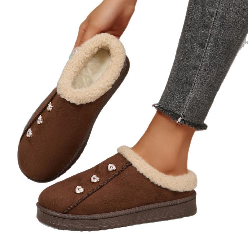 Large size 4 lazy one-pedal snow boots women's winter new fashion bag head velvet thermal slippers cotton shoes