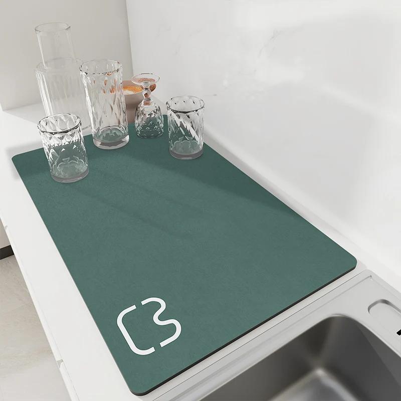 Kitchen Dish Drying Mat Quick-Drying Coffee Drainage Mat Tableware Drainage Mat Tableware Placemat Carpet Home Decor
