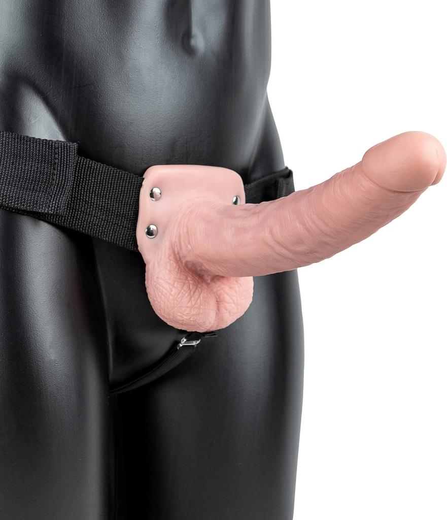 RealRock - Vibrator - dildo with balls on a strap-on 23 cm