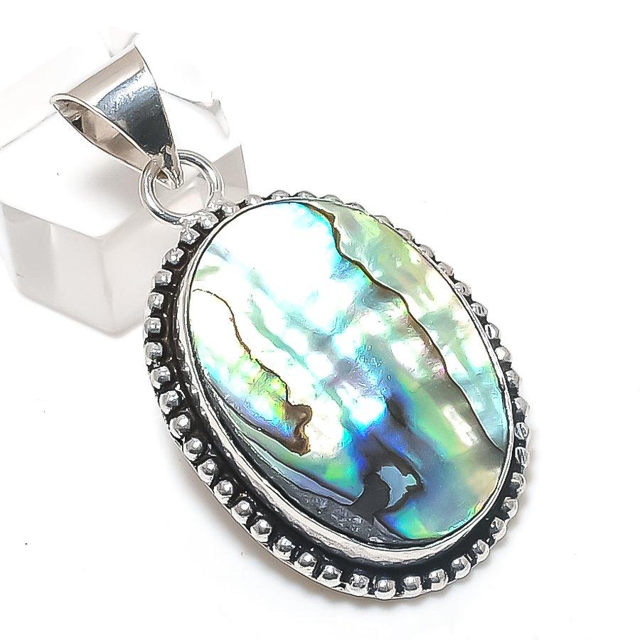 

Украшение из драгоценного камня раковины абалона, серебро 925 пробы, кулон 1,97