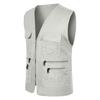 Gilet da uomo Giacca tinta unita Tasche multiple Cerniera Unisex Senza maniche Abiti da lavoro da campeggio Scollo a V Gilet da esterno Abiti per adulti