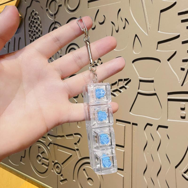 Four-key Transparent Light-up PC Decompression Keyboard Toy Keychain