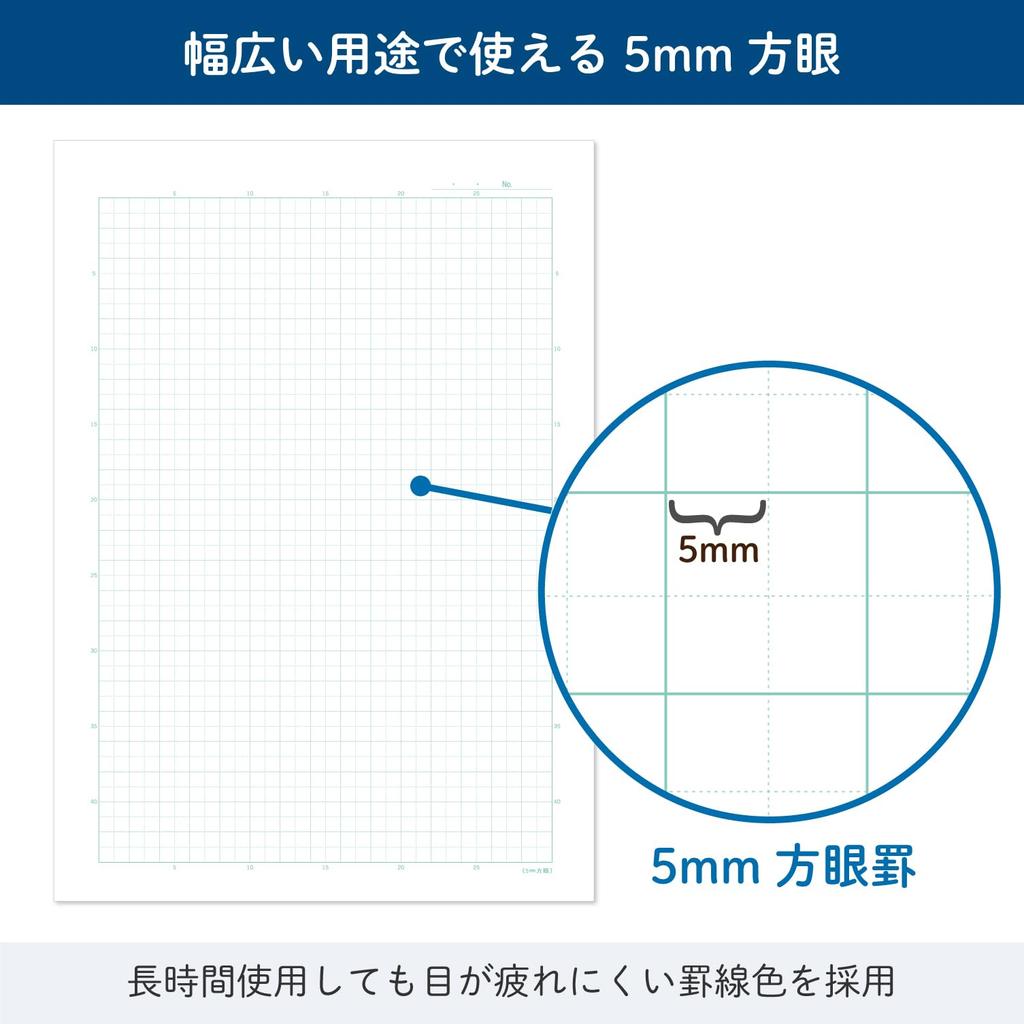 Sakura Study Yusuke Yonezu 5mm Grid Wireless Pack of Cray-Pas Notebook, Design, Lines, Binding, Blue, 10, NM521(10)
