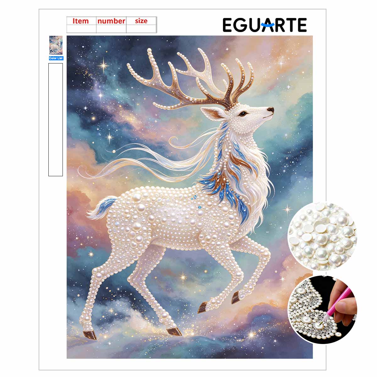 5D Pearl Kit Imitation Pearl Deer Design DIY Enamel Art for Living Room Bedroom Wall Decoration Handmade Gift 30x40cm