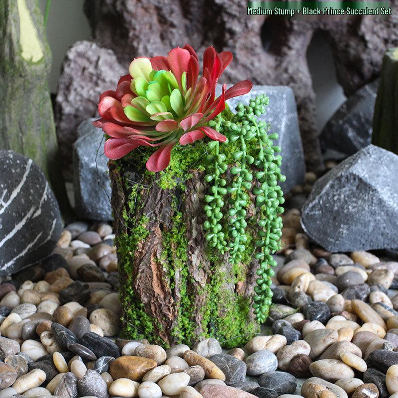 Forest Style Artificial Tree Stump with Moss Bark - Kindergarten and Country Style Decorative Ornament, Perfect for Landscaping or Inserting Flowers.