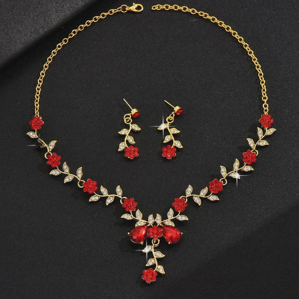 Sunflower Rhinestone Crystal Necklace & Earrings Set for Women - Perfect for Banquets & Weddings