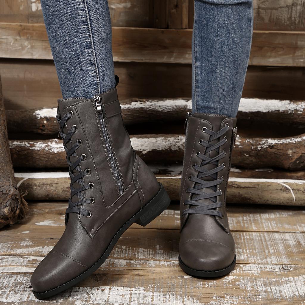 Fashion Platform Mid Calf Boots Women 2025 New Trend Winter Fashion Designer Shoes for Women Comfortable Warm Casual Solid Boots Women
