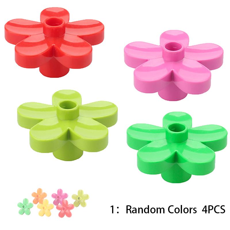 4pcs Big Building Block Forest Plant Series Flower Grass Tree Outdoor Adornment Street Accessories Compatible Scenes Toy For Kid