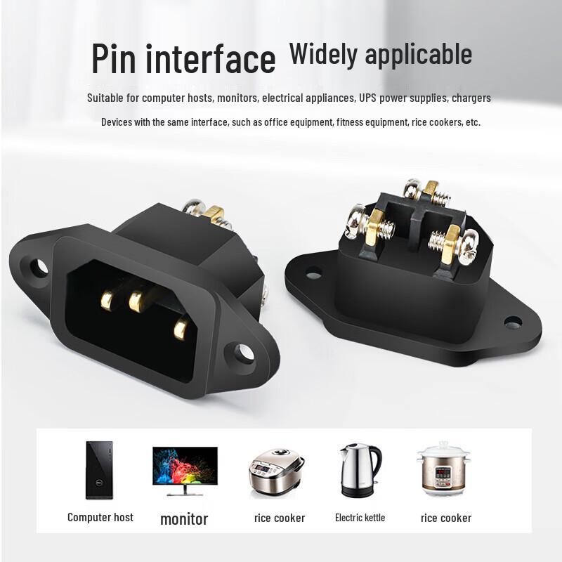 10A 250V Three-Pin Male Plug Socket with Screw Terminals for High-Pressure and Rice Cookers