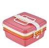 Palmart Large Bento Box, Pink, Large, Stackable Picnic Case, Square, 3 Tiers, Colors 4059
