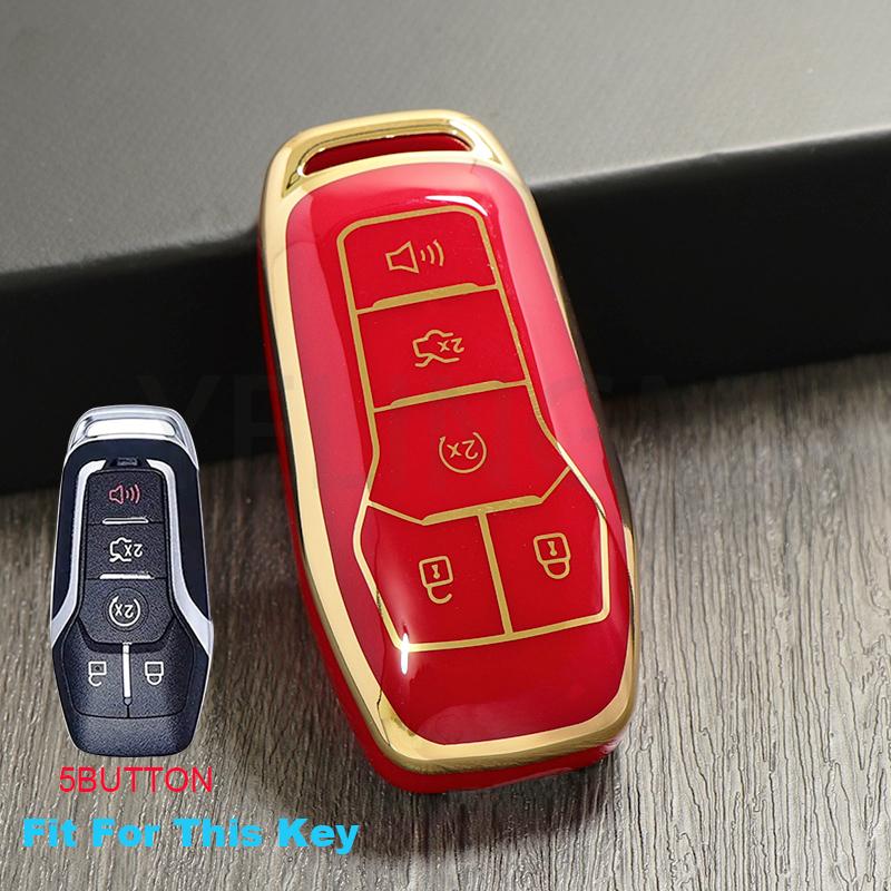 5 Buttons TPU Car Remote Key Case For Ford Fusion F-150 Edge Explorer Mustang Lincoln MKZ MKC Platinum 2016 F150 Lariat  Cover