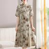2026 Summer Chiffon Print Qipao: Stylish Short-Sleeve Dress for Middle-Aged & Elderly Women