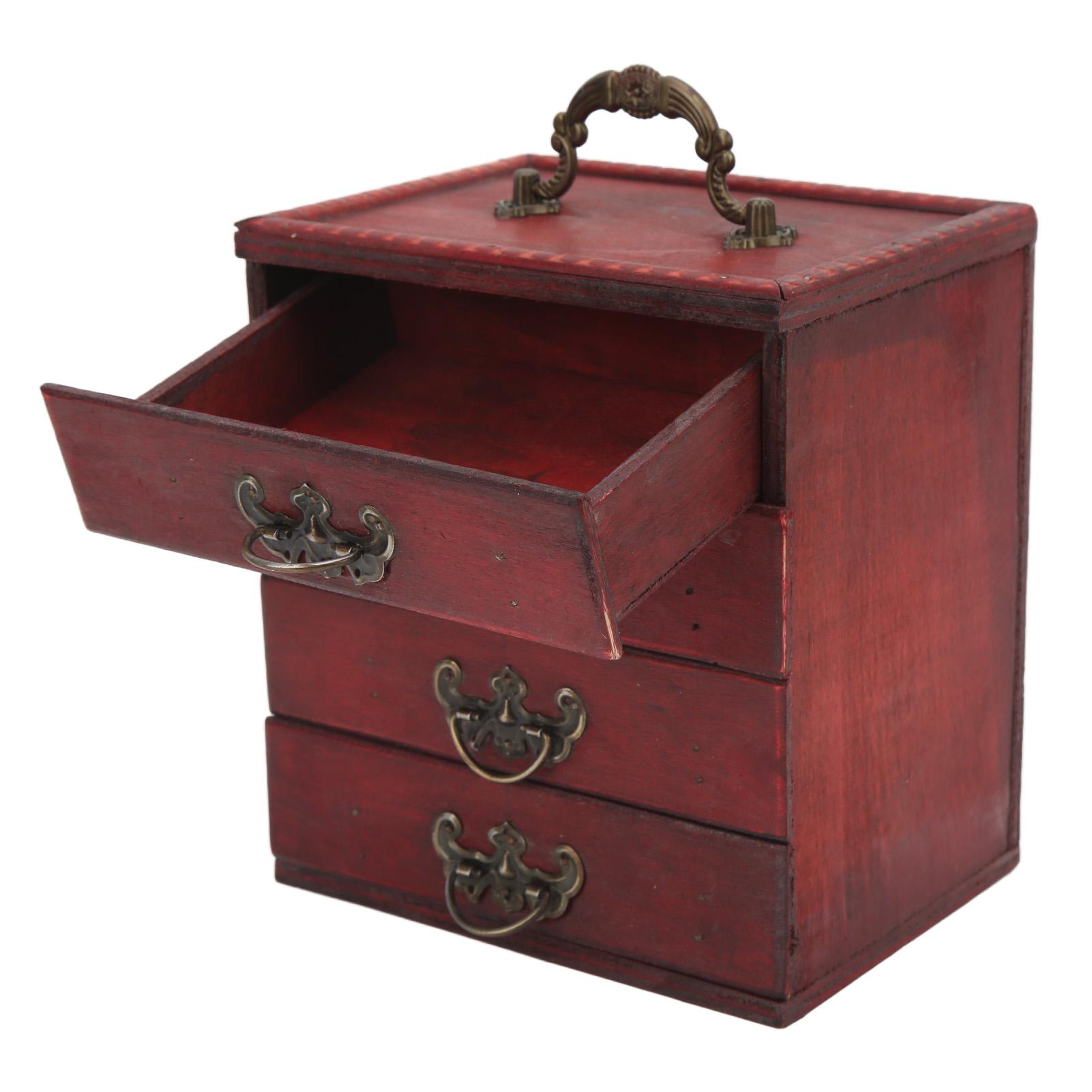 

Винтажная деревянная шкатулка для украшений 4-слойный ящик Большая вместимость Ретро органайзер для украшений Кейс для дома Кофейни Витрины