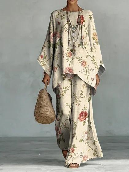 16 European and American women's clothing Y1 large size thin ethnic style dress set Bohemian casual large size jumpsuit