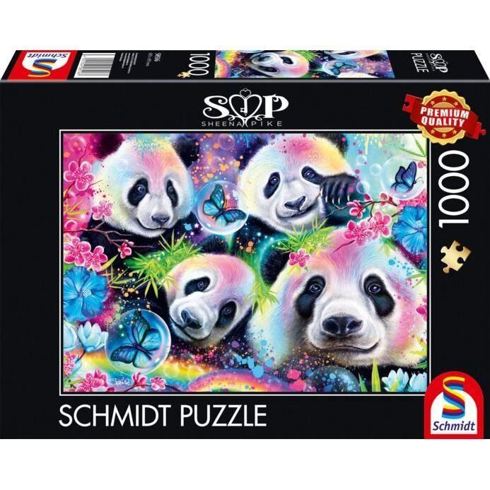 Schmidt Spiele Neon Blumen-Pandas - 1000 Teile