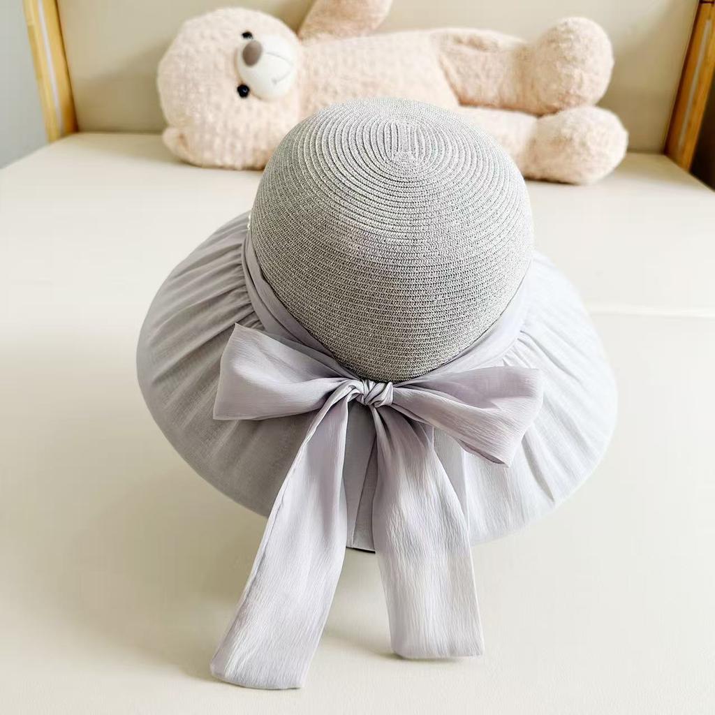 New bow straw hat with enlarged brim sun protection sun hat women's summer versatile anti-ultraviolet cool hat