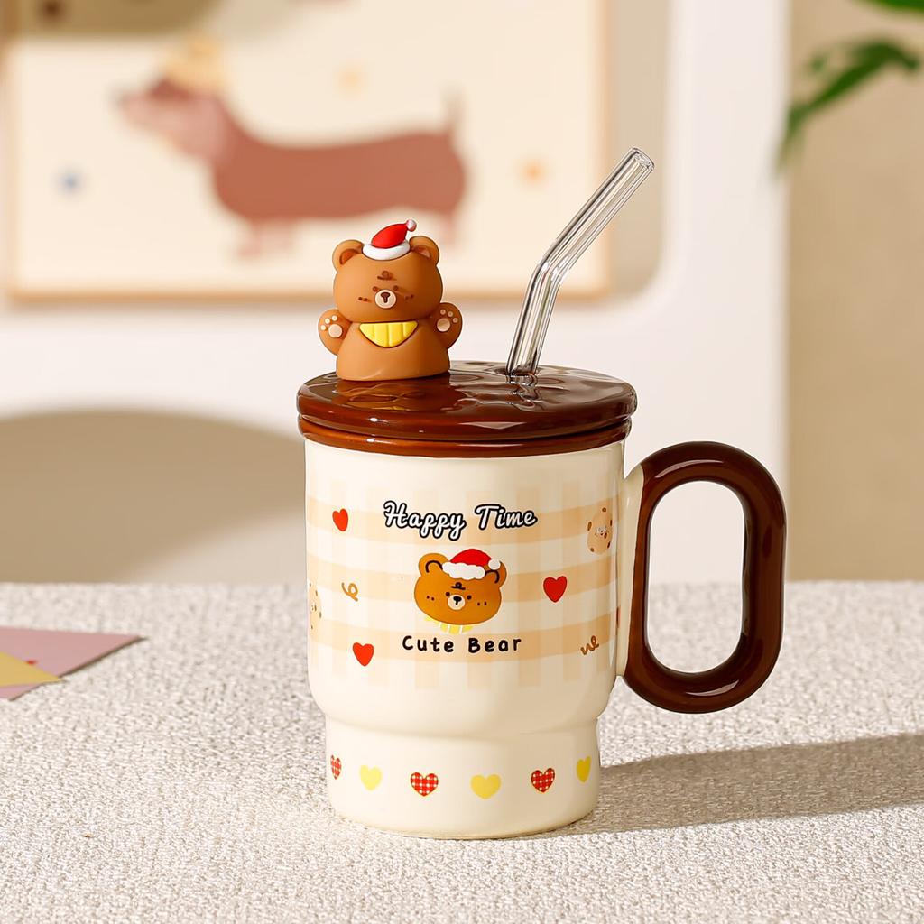 New Summer High Value Cold Drink Cup Ceramic Cup Straw Water Cup Large Capacity Mug Children's Water Cup