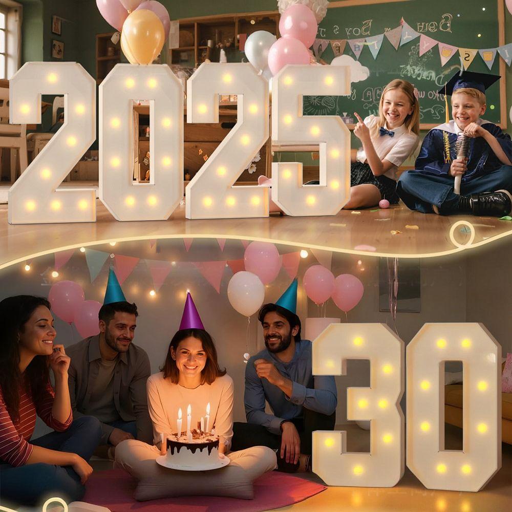 91cm LED Light Balloon 0-9 Numbers Birthday Balloon Frame Giant Birthday Figure  Anniversary Decor