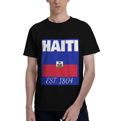 Haiti EST 1804 Unabhängigkeit Haitianische Flagge Merch 100% Baumwolle T-Shirt Herren Übergroße T-Shirts Herren Rundhals Kurzarm S6XL