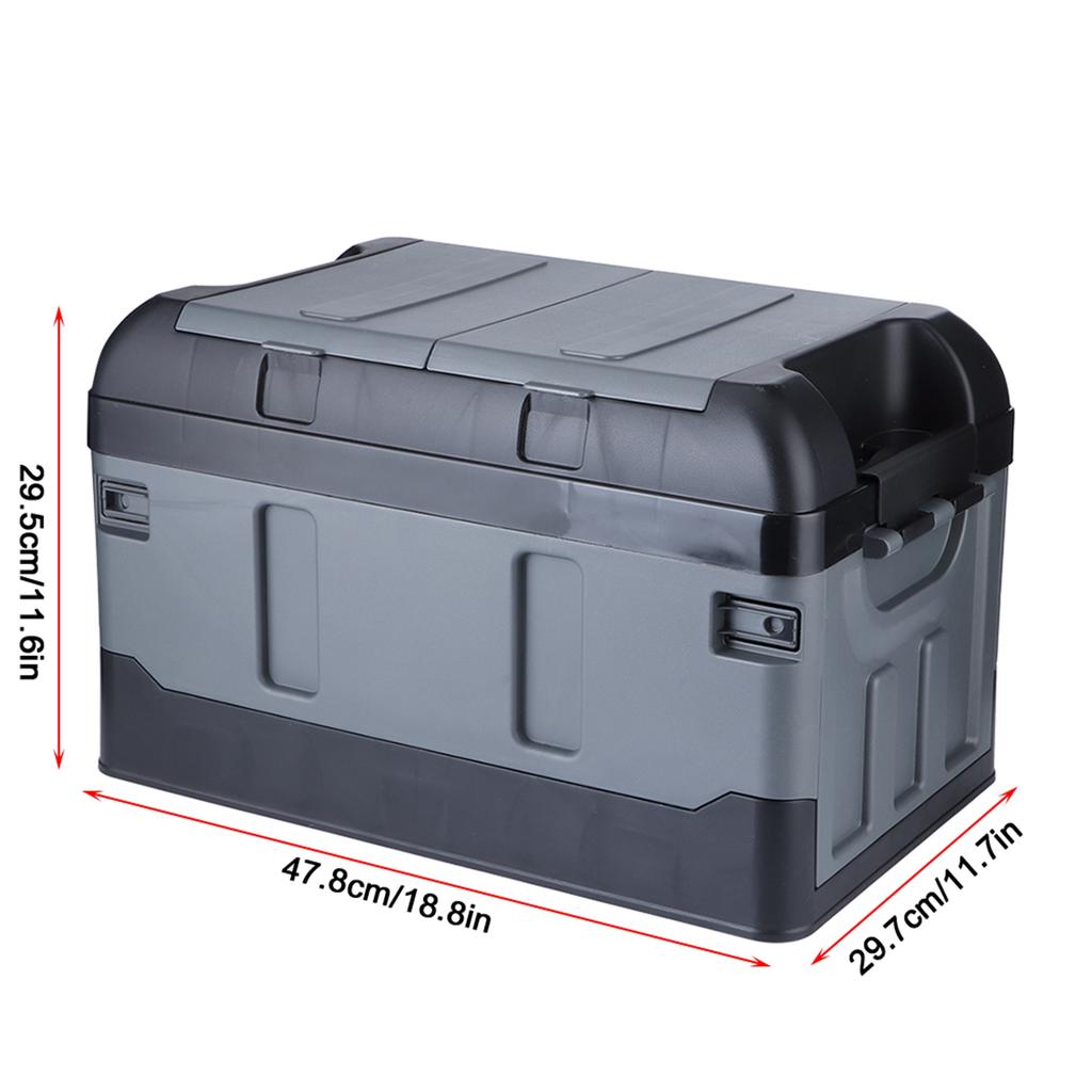 Trunk Organizer 45L Collapsible Car Trunk Storage Box 60kg/132.28Ib Load Organizer High Cover Two Compartments for Home Auto