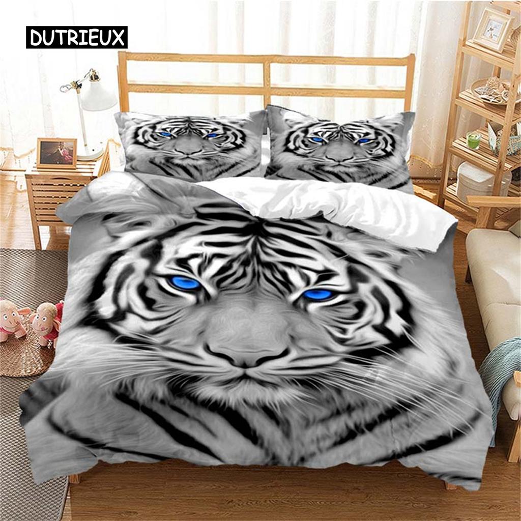 Duvet Cover Tiger Soft Comforter Cover Microfiber Animal Bedding Set Tiger Pattern Quilt Cover for Room Decor Bedclothes Bedroom
