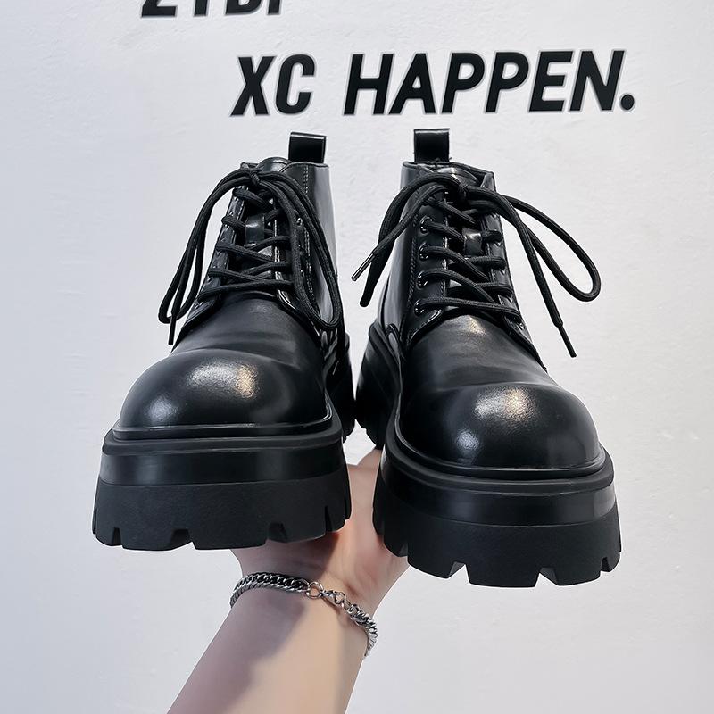 Martin boots thick-soled medium help black ins wind trend ruffian handsome couple leather boots street versatile boots 9133-A