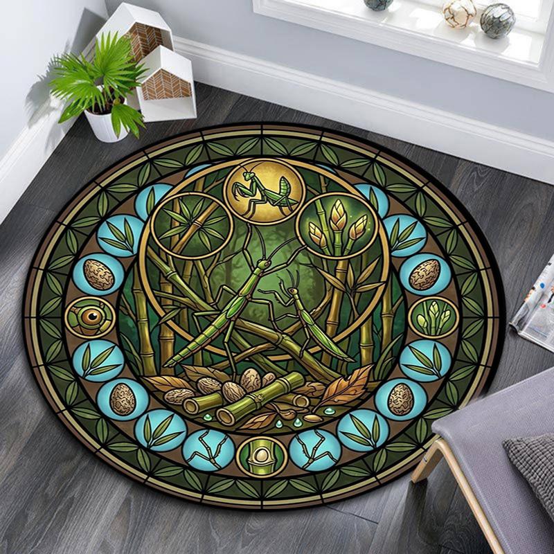 Forest Creatures Glass Round Area Rug Under Office Chairs Bedroom Living Room Home Decor