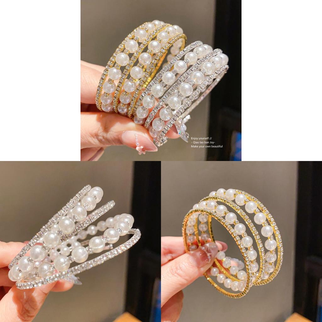 European Fashion Pearl Bracelets With Rhinestone Embellishments For Elegant Women