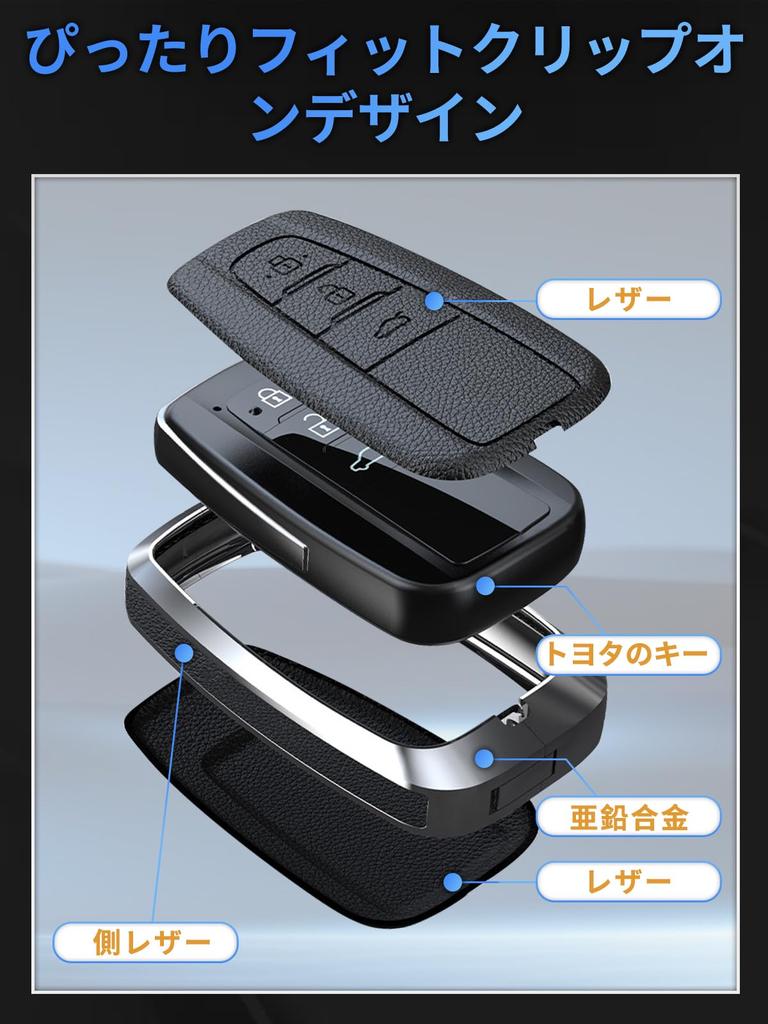 HYCALY Key Case, Key Case for Toyota, Smart [Leather & Zinc Alloy] C-HR Prius