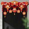 Flocking New Year Door Decoration Good Luck Traditional Chinese Lucky Ornament Zodiac Horse Fu Character Pendant Living Room