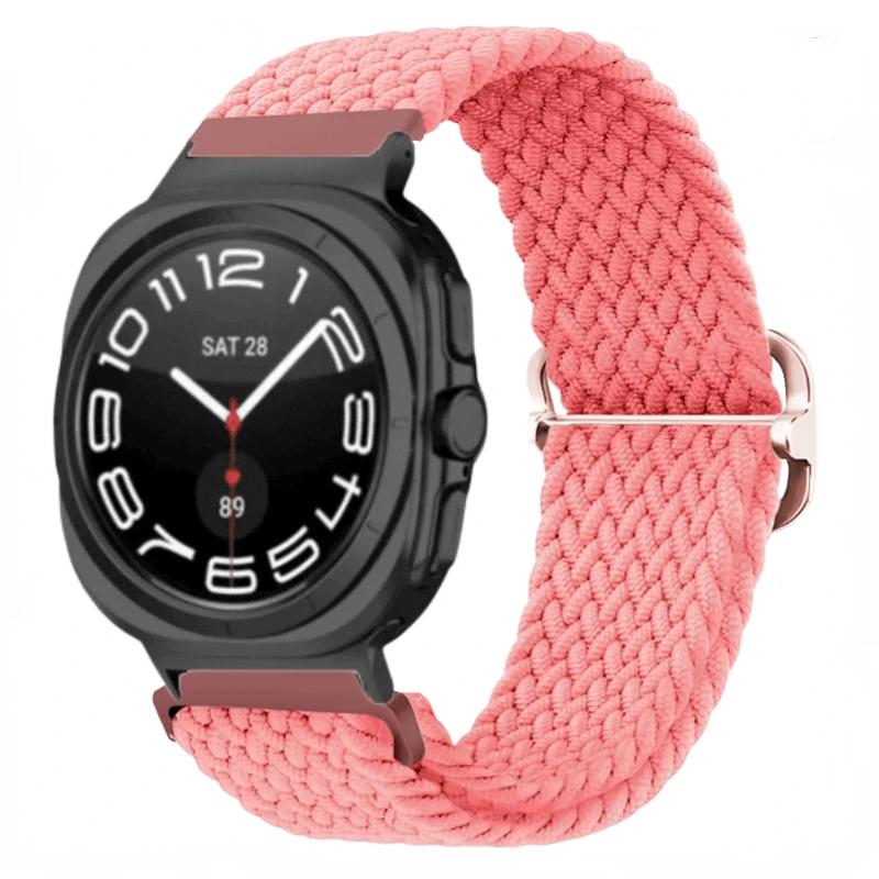 

Braieded Nylon Loop Strap For Samsung Galaxy Watch Ultra 47mm Sports Breathable Replacement Bracelet For Galaxy Watch Ultra 2026 Galaxy Ultra 47mm розовый
