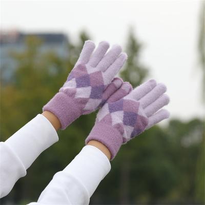 Wolle Thermohandschuhe Damen Herbst Touchscreen Reiten Niedlich Winter Radfahren Student Fünf Finger Samt Ins Strick