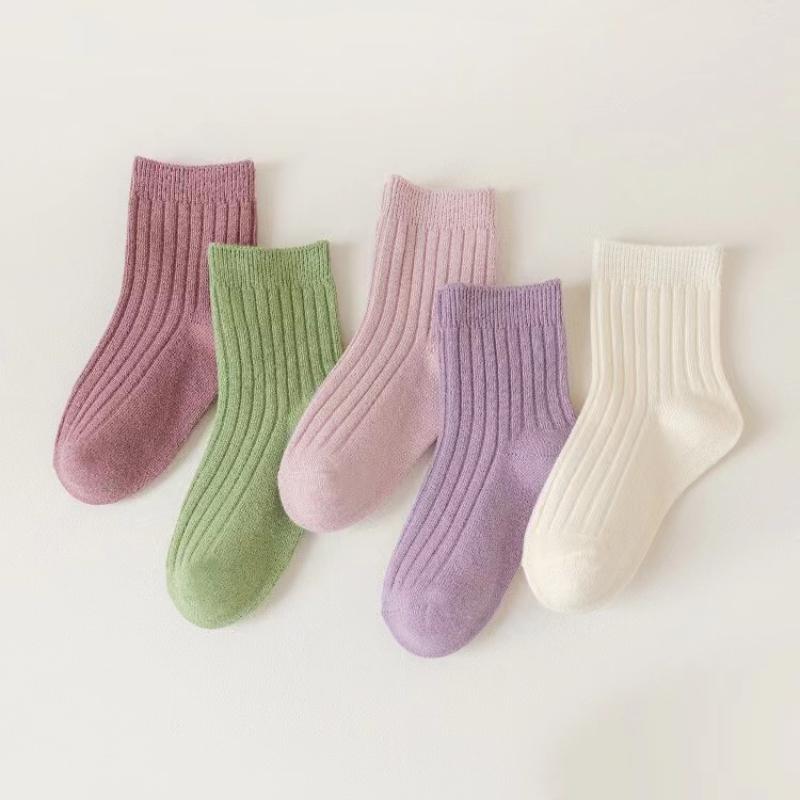 5 par bawełnianych skarpetek unisex dla niemowląt, antypoślizgowe, w jednolitym kolorze, elastyczne, skarpetki dla noworodka, akcesoria dla niemowląt